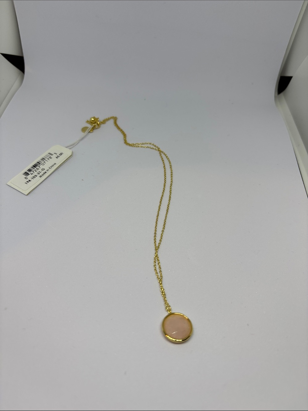 Gorjana Gold Necklace with Pink Circular Stone Pendant